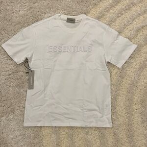Essentials Fear of God Puff Print Logo Creme T-Shirt Mens Sizes S, M, L